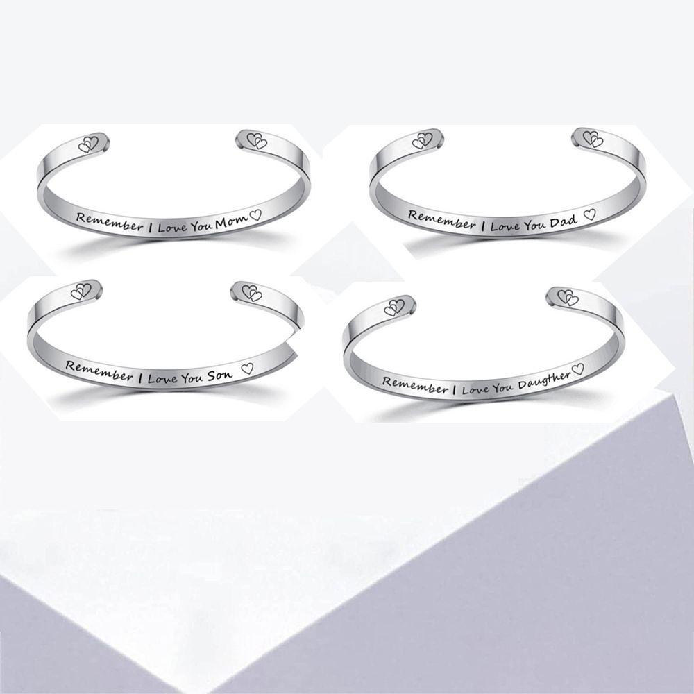 Vòng Đeo Tay Thép Titan Khắc Chữ Thời Trang Mới Cho Gia Đình