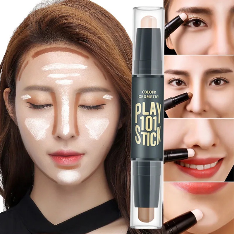 Thỏi kem nền bắt sáng thiết kế hai đầu độ bóng cao chống thấm nước cho mặt / mũi