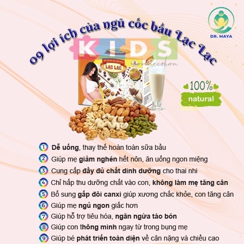 Ngũ cốc bà bầu lạc lạc Ngũ côc siêu dinh dưỡng Ngũ cốc lạc lạc (hộp/30 gói)