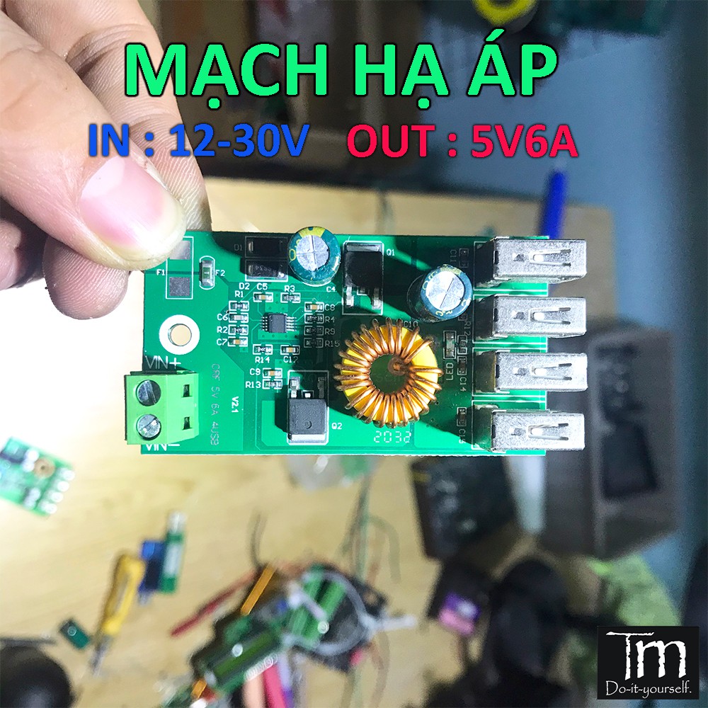 Mạch Hạ Áp 12-30V ra 5V 6A 4 Cổng USB