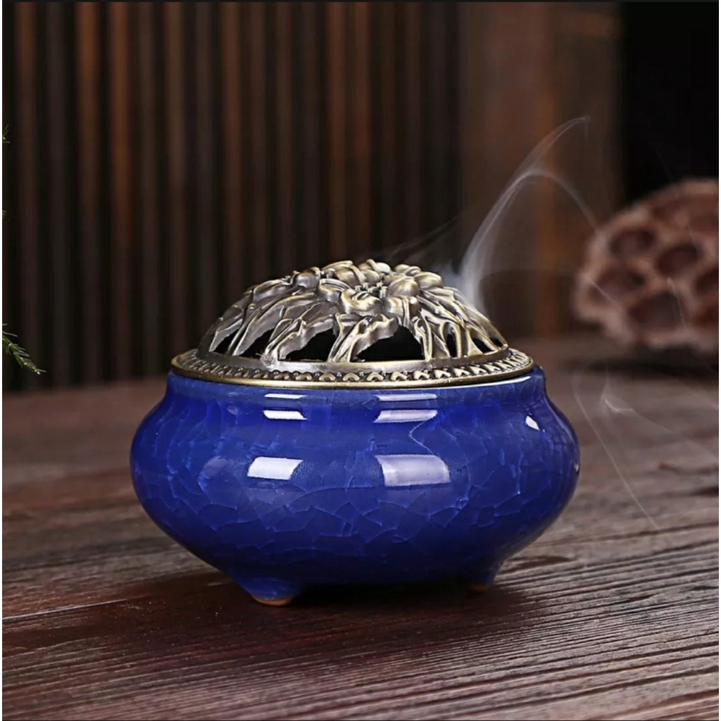 [FREESHIP] Lư Đốt Trầm Hương, Lư Xông Trầm Hương Gốm Sứ Cao Cấp Đỉnh Đốt Nhang.