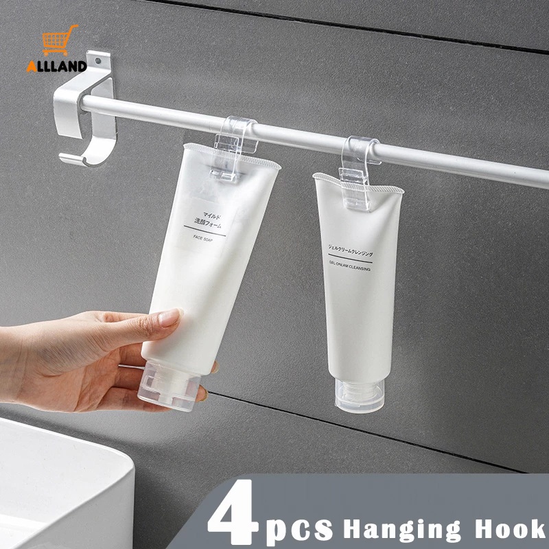 Set 4 móc treo khăn / dụng cụ đánh răng bằng nhựa trong suốt đa năng phong cách Nhật Bản