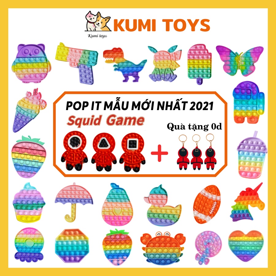 Pop It fidget toys - Đồ chơi bóng nổ giảm căng thẳng hiệu quả cho người lớn, trẻ em Kumi toys
