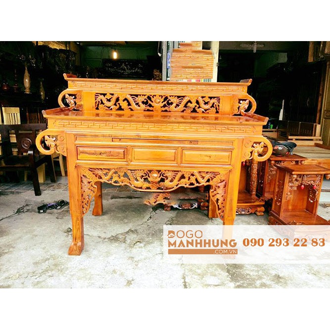 Bàn thờ 2 tầng gỗ tay cuốn gỗ tràm nhiều kích thước MS92