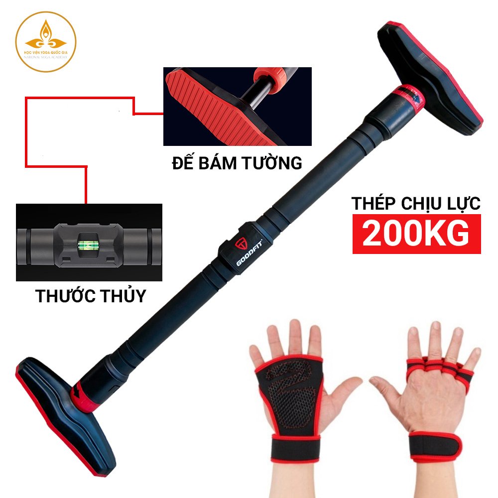 Thanh xà đơn gắn cửa cân bằng thủy, xà đơn treo tường chịu lực 200kg , bám tường chốt khóa chông trượt tập luyện tại nhà