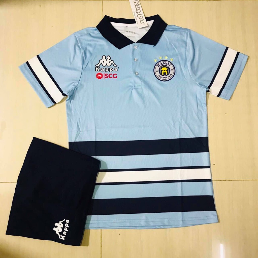 T TOKY SHOP Bộ quần áo đá bóng Hà Nội Polo vải dệt kim cao cấp, size châu âu, quần có túi mẫu 2019 ☭