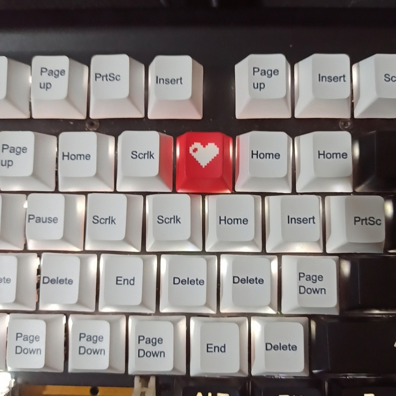 Nút Bàn Phím Cơ PBT Hình Vuông Họa Tiết Trái Tim Màu Đỏ Pixel