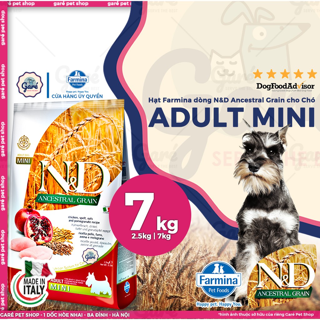 2.5kg - Hạt N&D ™ Adult Mini cho Chó giống nhỏ dòng Ancestral - Farmina ® N&D ™ Ancestral Grain Chicken Adult Mini
