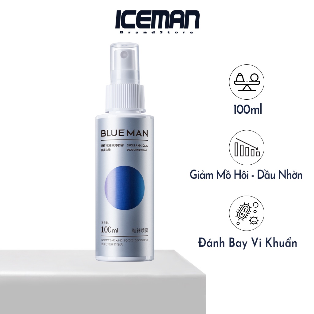 Xịt Khử Mùi Giày Dép &amp; Mùi hôi Chân BLUEMAN 100ml ZL135