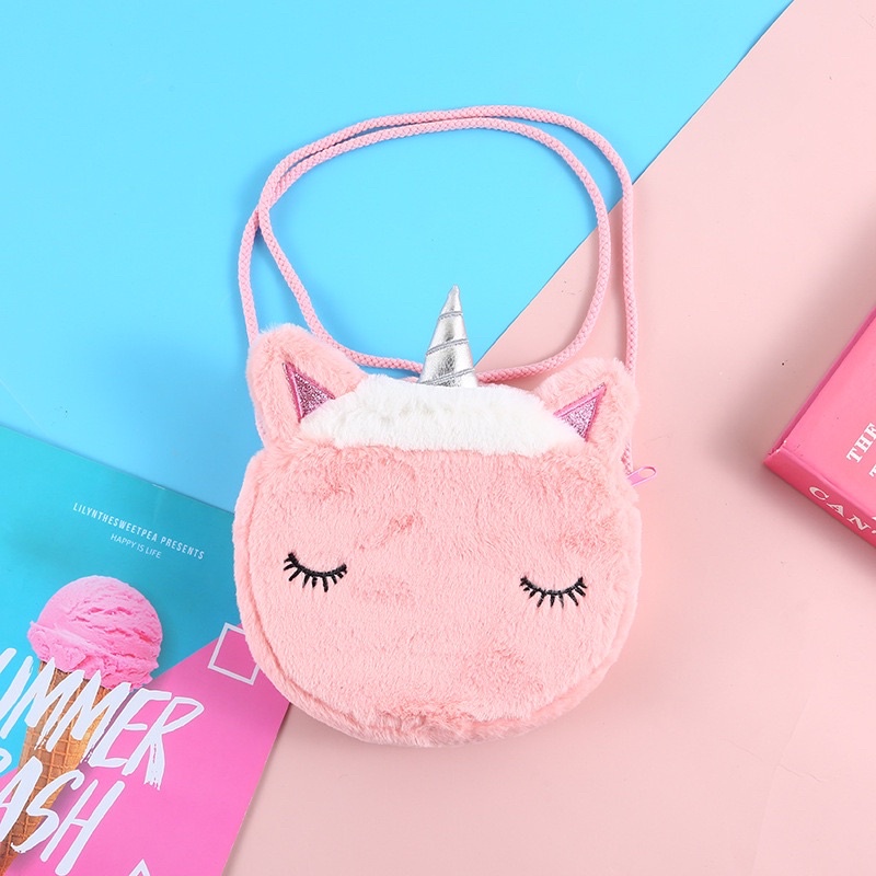 Túi đeo chéo mini cho bé gái hình kỳ lân Unicorn phong cách Hàn Quốc xinh xắn dễ thương Xu Xu Kids
