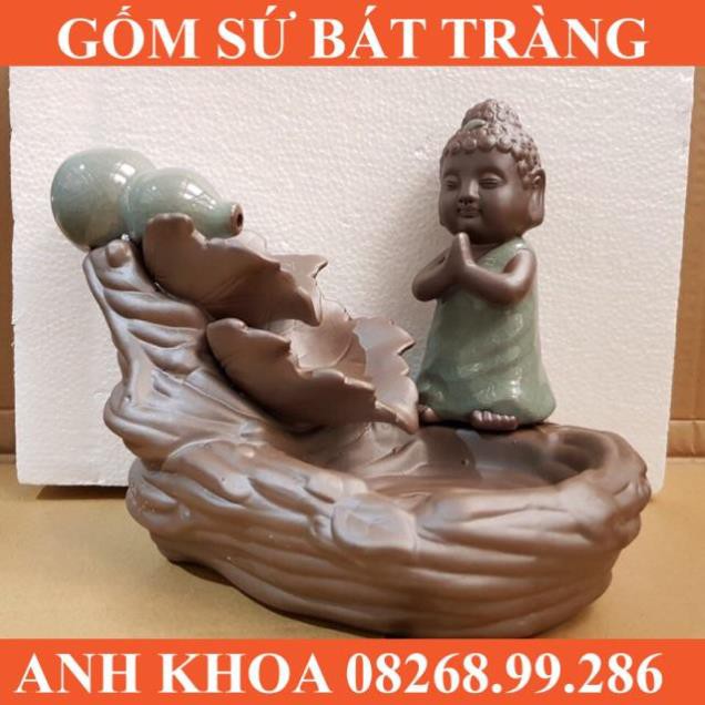 Thác Khói ngược Phật chắp tay - Gốm sứ Bát Tràng Anh Khoa