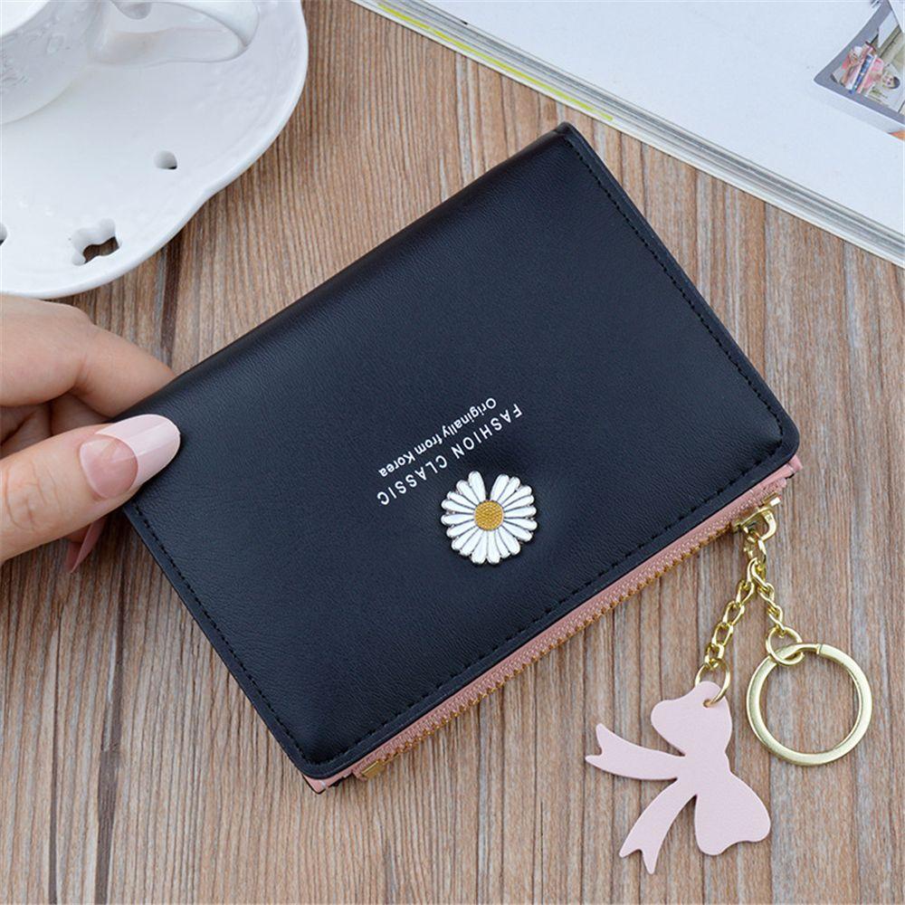 Ví Ngắn Đựng Tiền Có Khóa Kéo Họa Tiết Hoa Cúc Nhỏ Dễ Thương Cho Nữ