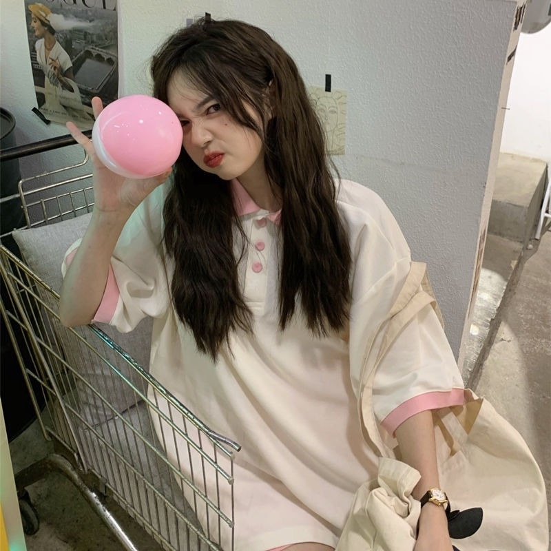 Set Áo Thun Ngắn Tay Cổ Tròn + Quần Short Ống Rộng Thời Trang Nữ