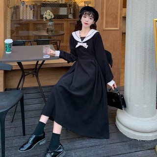 [Order] Váy đen đỏ vintage nhung tăm cổ tròn thắt nơ. Đầm ulzzang xoè thắt nơ lưng lolita