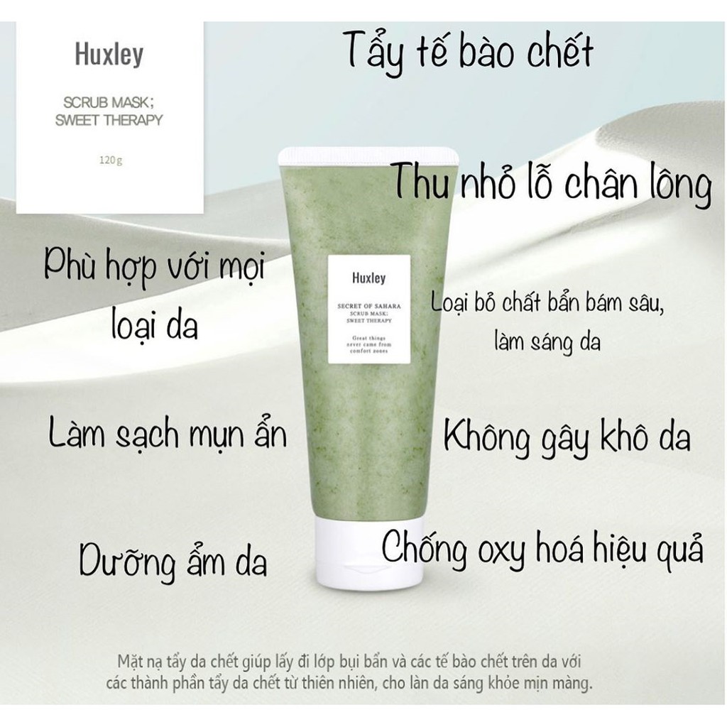 Mặt Nạ Tẩy Tế Bào Chết, Giúp Da Trắng Sáng Chiết Xuất Xương Rồng Huxley Secret of Sahara Scrub Mask; Sweet Therapy 120g