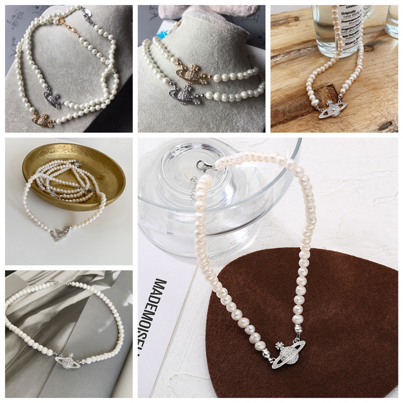 Vòng Cổ Choker Ngắn Đính Ngọc Trai Hình Hành Tinh Phong Cách Retro Sang Trọng Cho Nữ