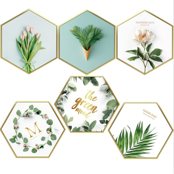 Decal dán tường trang trí - COMBO 6 MIẾNG TRANH CÂY XANH CAO CẤP