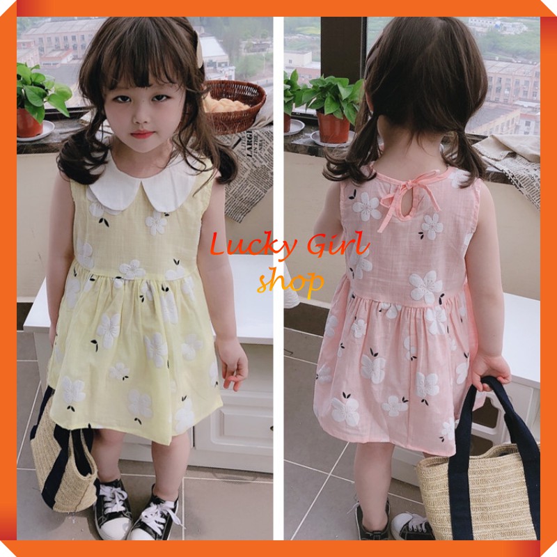 Váy Đầm Xinh Hoa Vải Xô Thái Loại I Cho Bé Gái Từ 15-30Kg - Hàng Nhập Quảng Châu - Lucky Girl shop