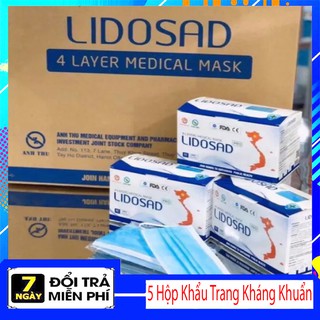 COMBO 4 Hộp Khẩu Trang Y tế 4 Lớp Kháng Khuẩn Chuẩn Hiệu LIDOSAD - LOẠI 1