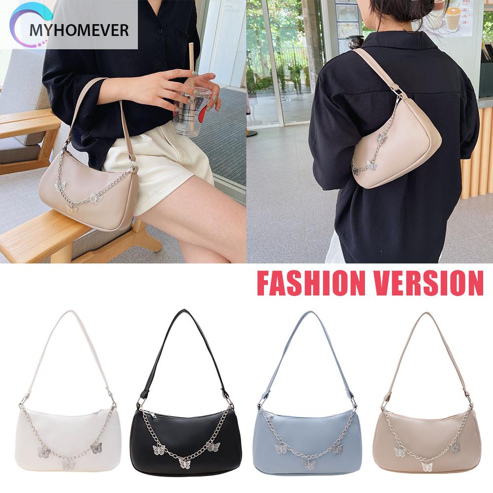 Túi Đeo Vai / Kẹp Nách Bằng Da Pu Phối Dây Xích Nhỏ Thời Trang Cho Nữ