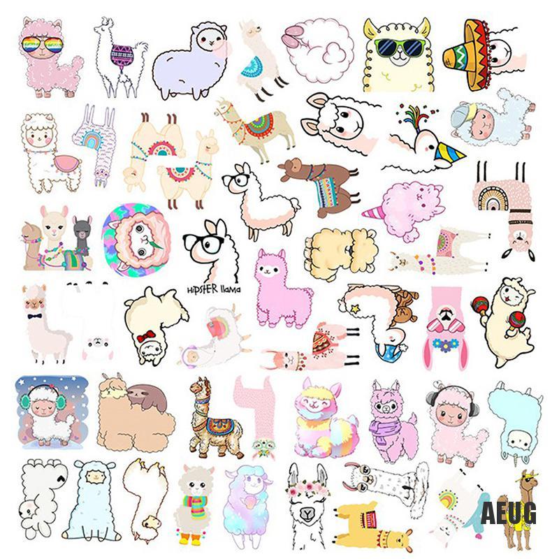 Bộ 50 Sticker Hình Lạc Đà Alpaca Dễ Thương Dùng Trang Trí Laptop Ván Trượt
