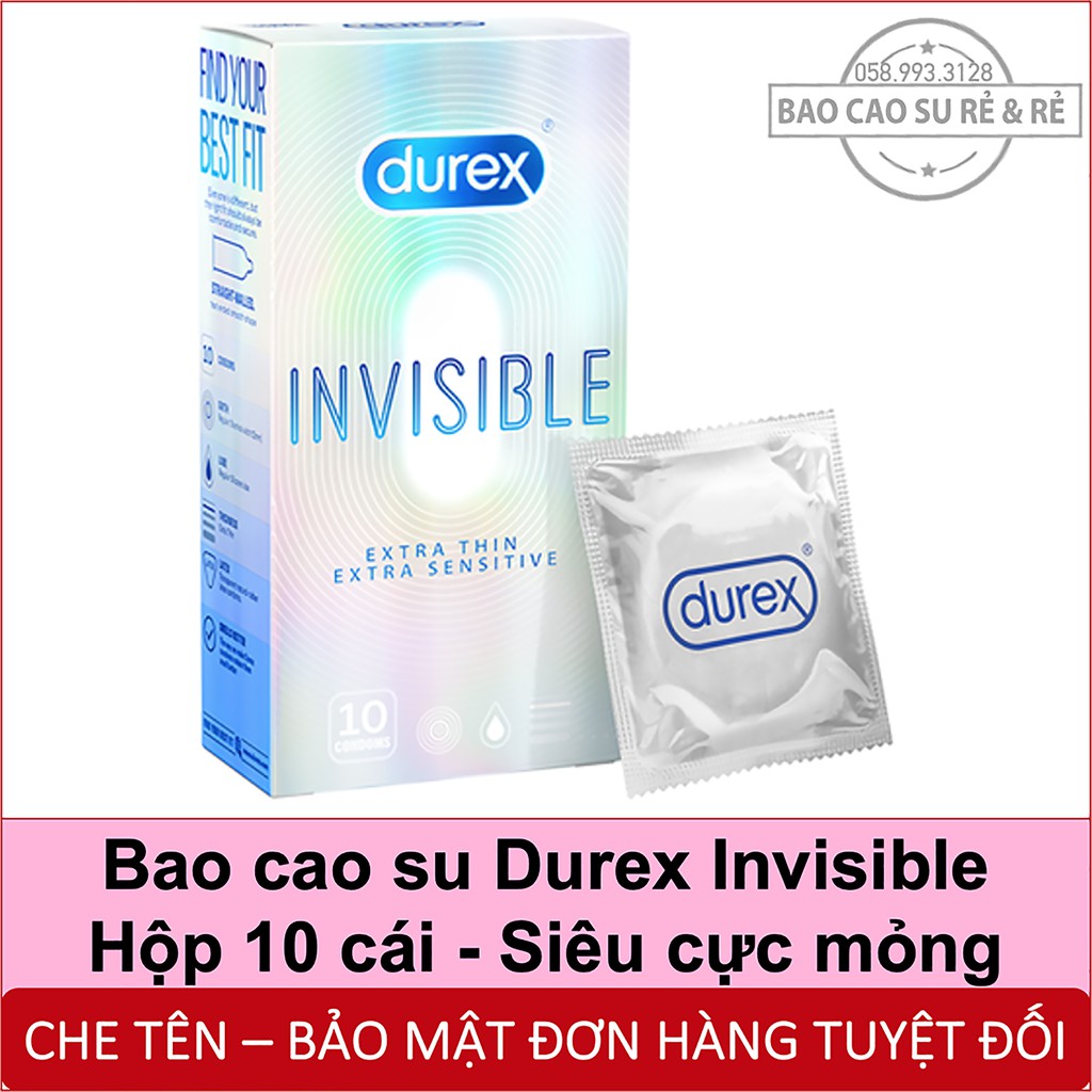 Bao Cao Su Durex INVISIBLE SIÊU CỰC MỎNG Hộp 10 cái