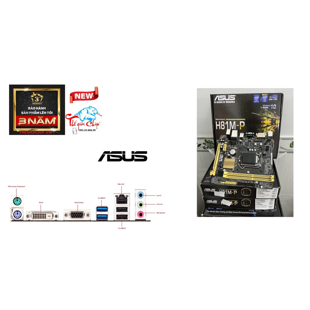 Bo Mạch Chủ (Mainboard) ASUS H81M-P (CTY Box-3 Năm)