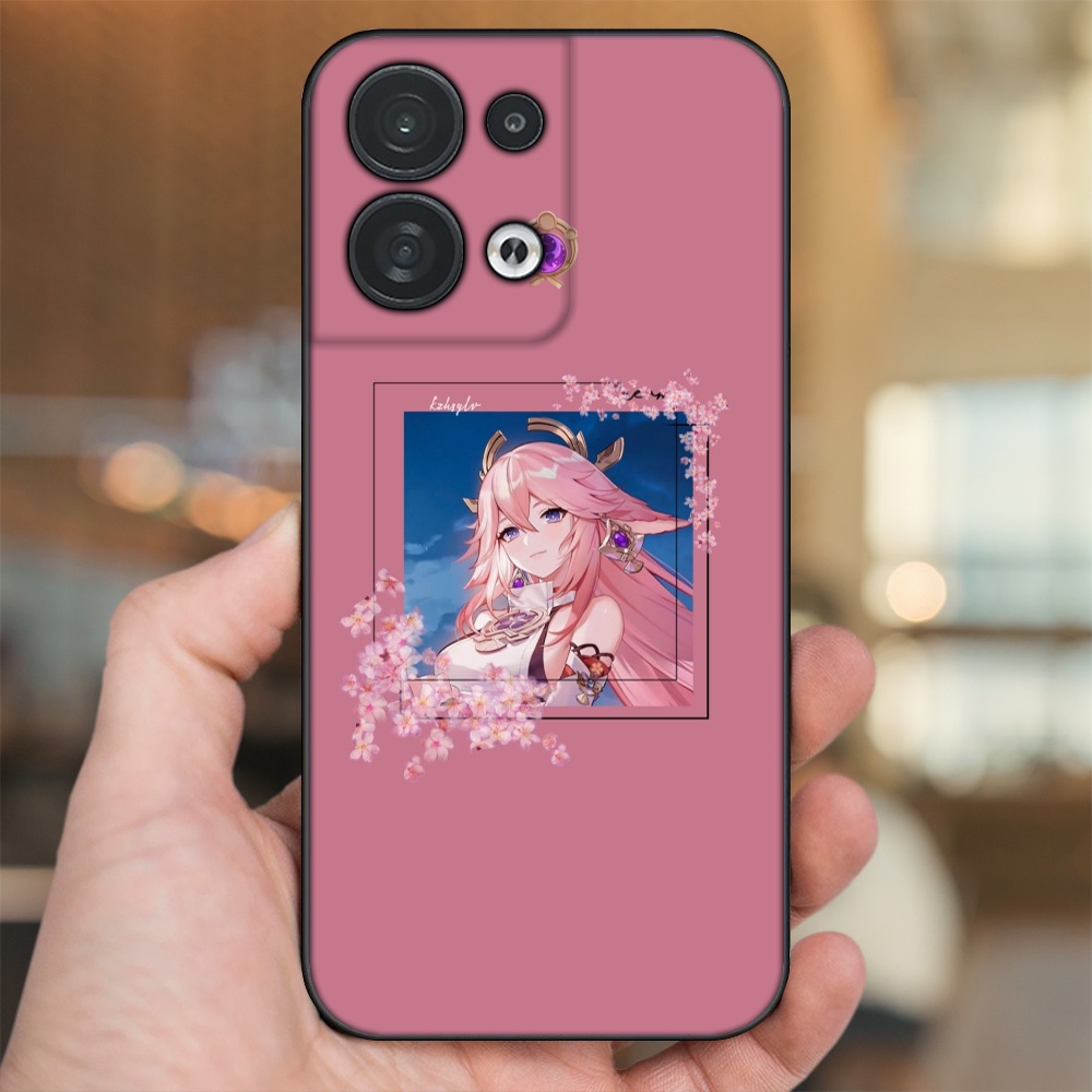 Ốp lưng Oppo Reno 8 5G viền đen in hình Yae Miko Genshin Impact