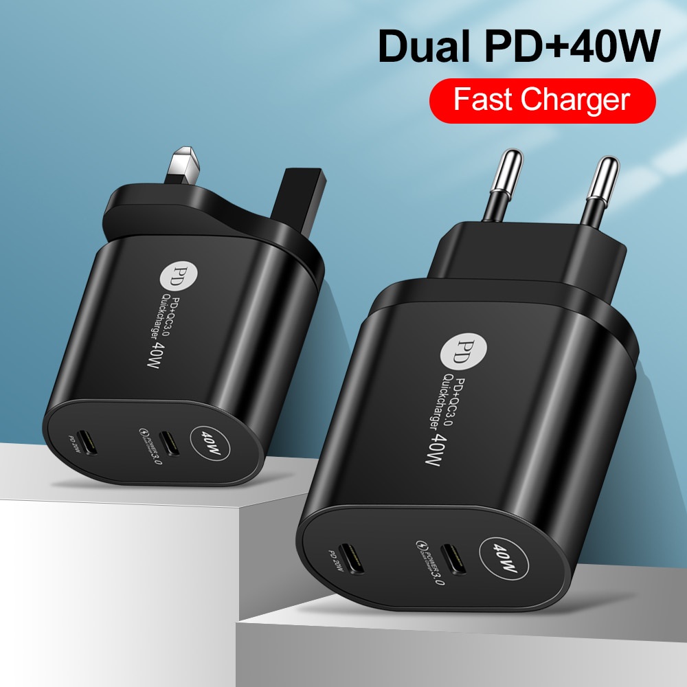 Cục Sạc Nhanh 40W PD3.0 EU / US / UK Type C Cho iPhone 14 13 12 Pro Max