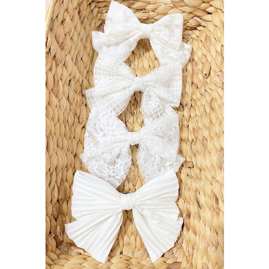 Kẹp tóc hình nơ phối ren hoa phong cách hàn quốc, phụ kiện tóc nữ dễ thương