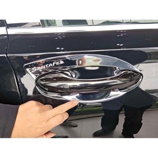 Bộ 8 Ốp tay nắm và hõm cửa ô tô HYUNDAI SANTAFE 2019-2021 loại Dày mạ Crom Cao cấp