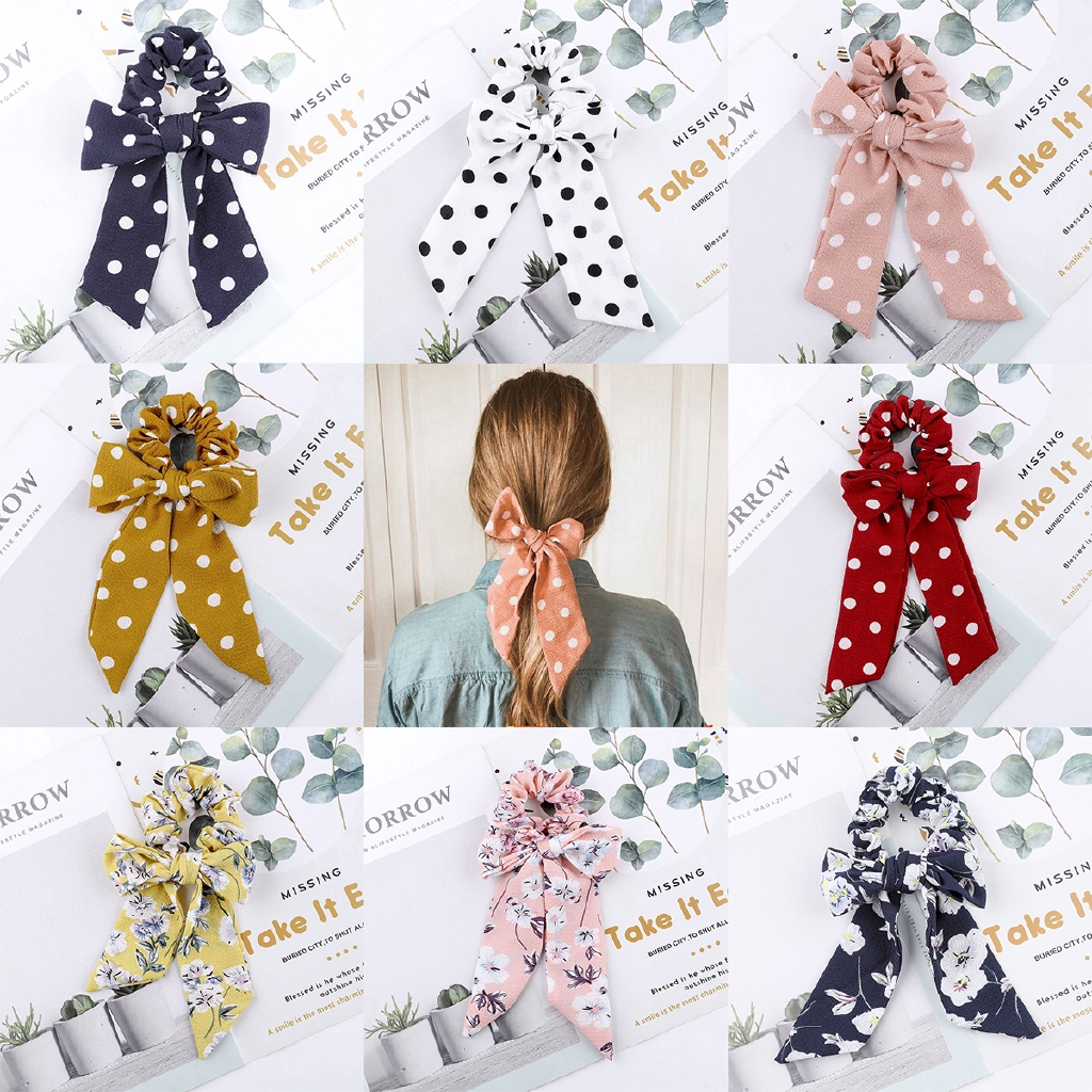 Dây Buộc Tóc Vải Chấm Bi Xinh Xắn Cho Nữ