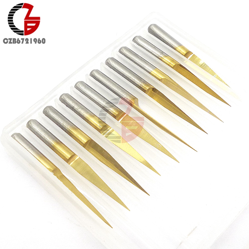 1Pcs 3.175mm Carbide PCB Engraving Bits CNC Router Tool 10 Degrees 0.1mm V-Shap