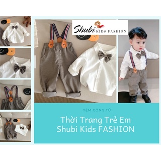 [ĐỒ TẾT] Yếm Bé Trai kèm Áo Sơ Mi Trắng Thu Đông - Công Tử - Cao Cấp - Quảng Châu - Thôi Nôi - Đầy Tháng - shubishop