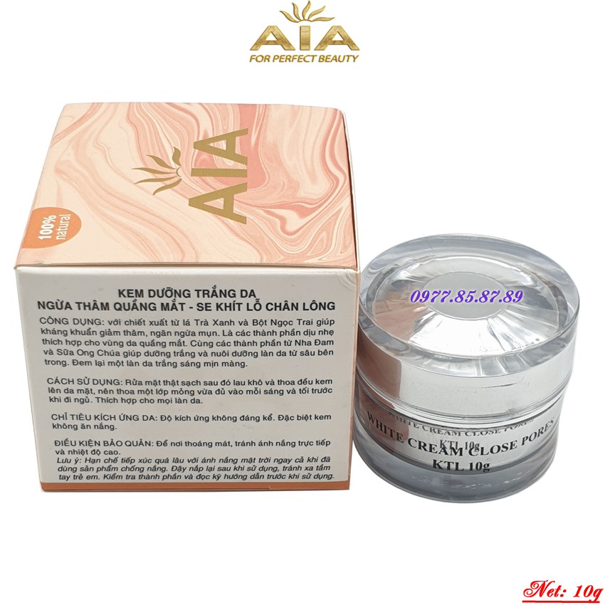 Kem dưỡng trắng da, Ngừa thâm quầng mắt, Se khít lỗ chân lông AIA Cosmetics (10g)