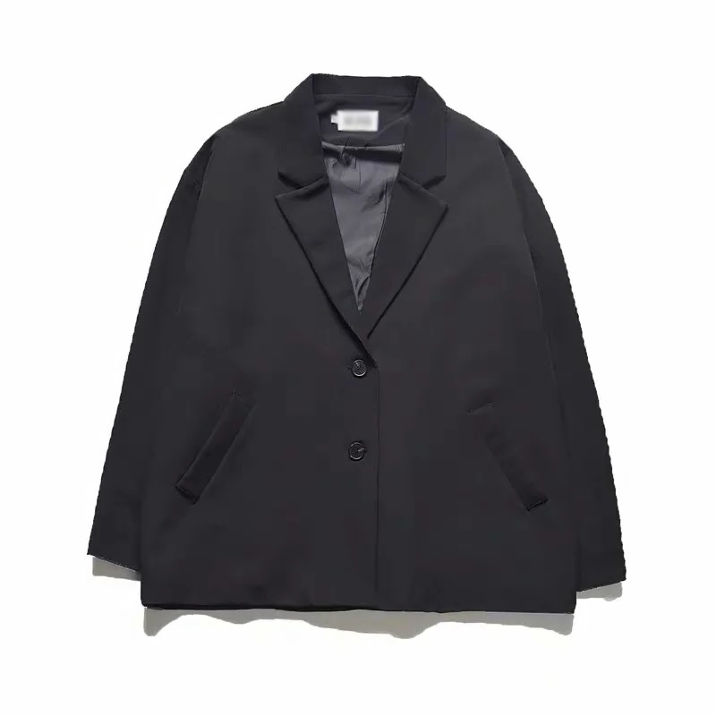 Áo khoác blazer dáng rộng màu trơn cổ phẳng có túi thời trang đơn giản dành cho nam giới