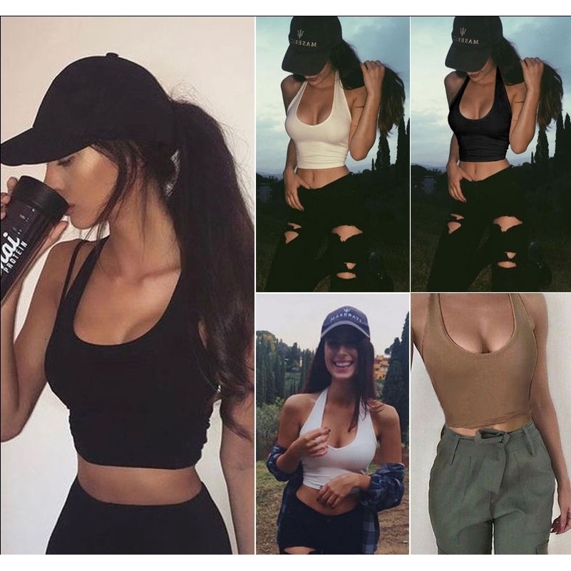 Áo cropTop sát nách thiết kế đơn giản thời trang cho nữ