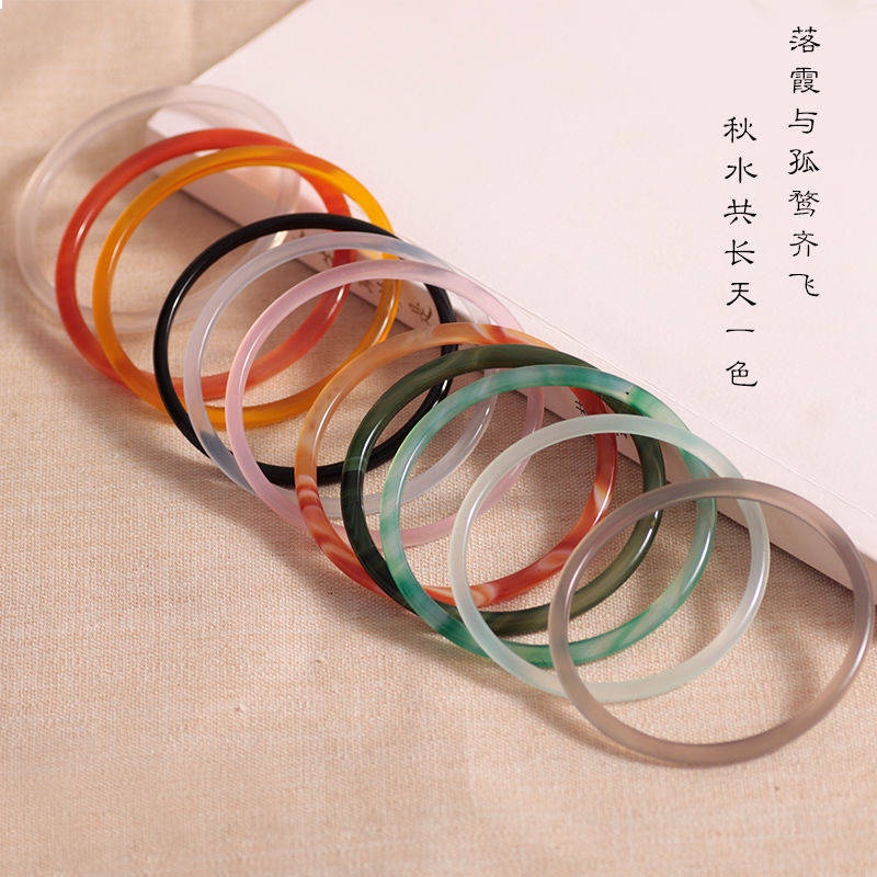 Vòng Đeo Tay Chalcedony Tự Nhiên Siêu Mỏng Phong Cách Trung Hoa Cho Nữ