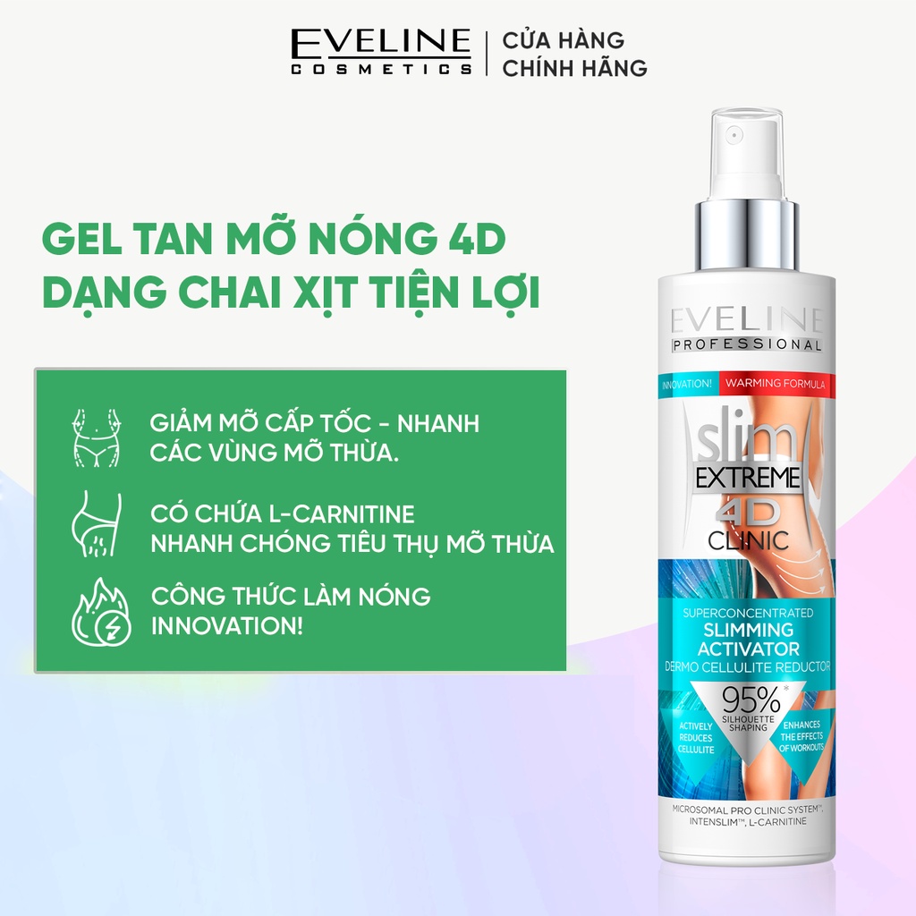 Gel Tan Mỡ Slimming Activator EVELINE Giúp Đốt Cháy Mô Mỡ, Săn Chắc Cơ Chai 200ml