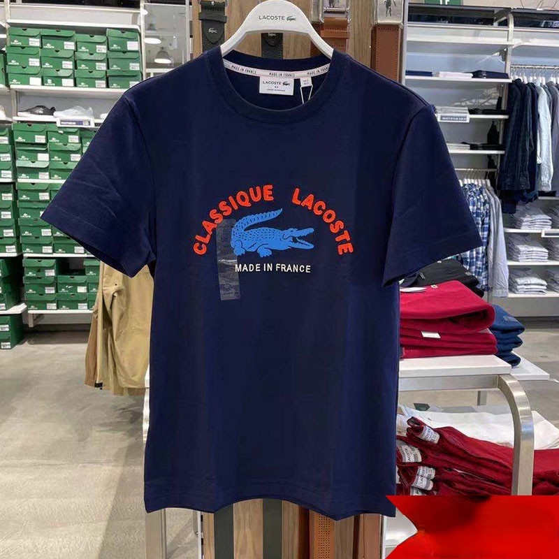 LACOSTE Áo Thun cotton Tay Ngắn Cổ Tròn In Hình Cá Sấu Trẻ Trung Hợp Thời Trang Cho Nam