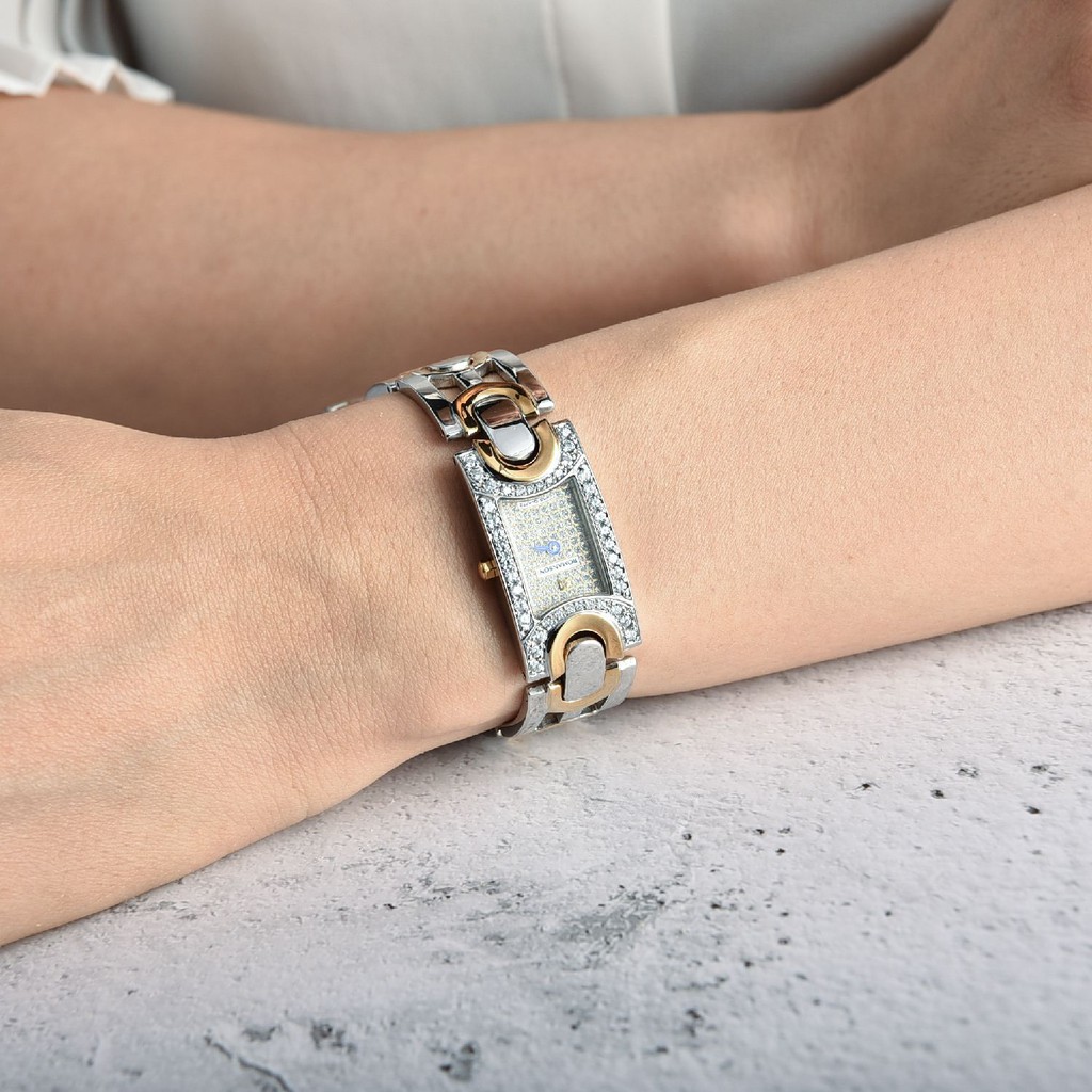 Đồng hồ nữ Romanson Watch RM5168QLCWH mặt nhỏ đính đá kính Sapphire chống xước, dây thép cao cấp chính hãng