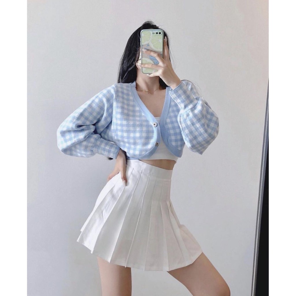 [SẴN]-  Áo cardigan caro tay to/ váy tennis xòe | BigBuy360 - bigbuy360.vn