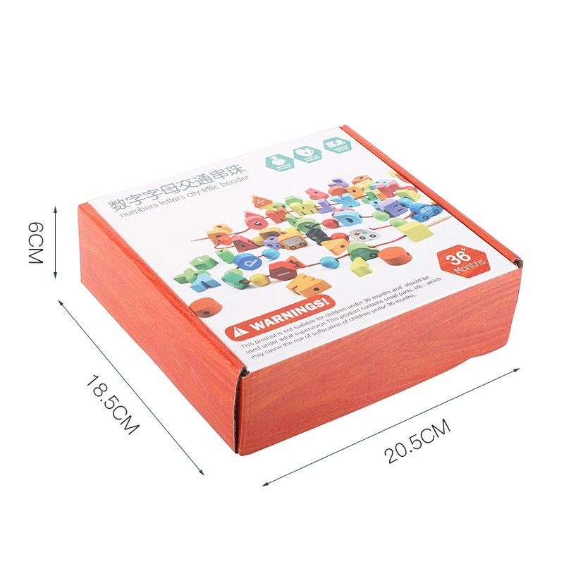 Xâu hạt gỗ 75 chi tiết giúp bé phát triển kỹ năng kiên nhẫn, làm quen với các con số bảng chứ cái, phép toán đơn giản