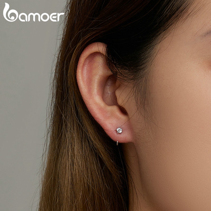 Bông tai BAMOER bạc 925 kiểu dáng đơn giản