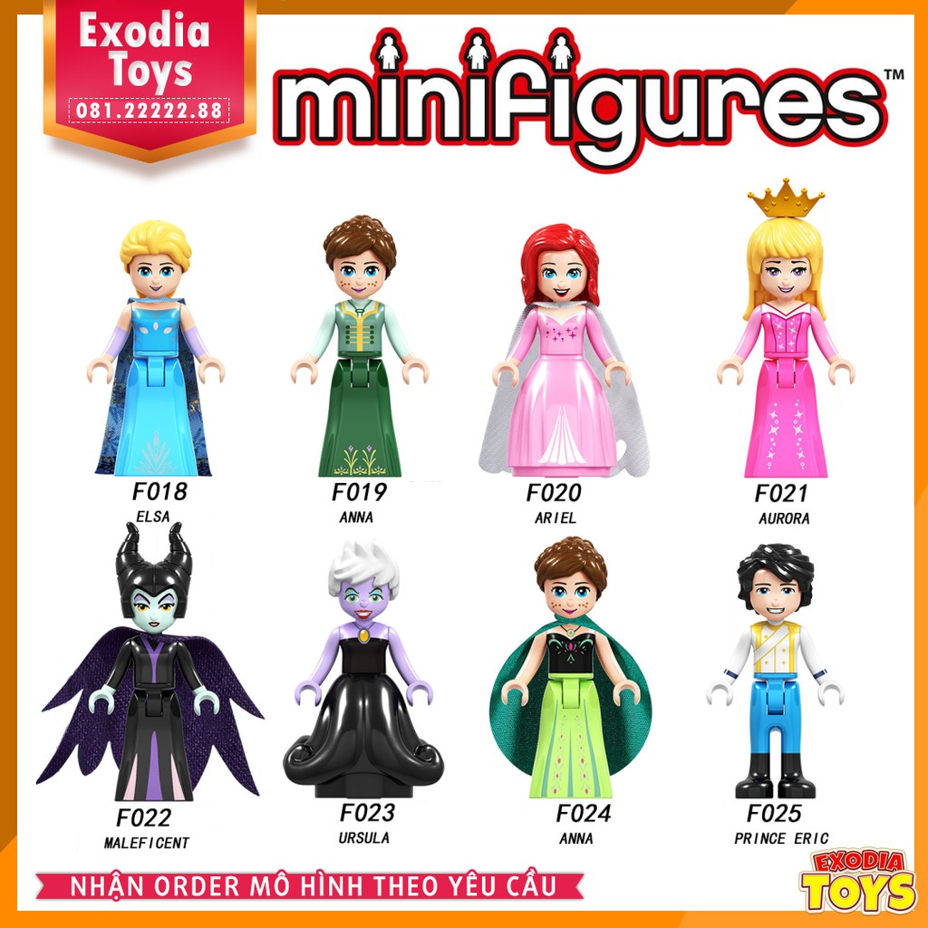 Xếp hình Minifigure công chúa và phù thủy hoạt hình Disney - Đồ Chơi Lắp Ghép Sáng Tạo - LELE F018-025