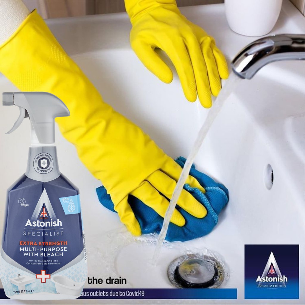 Bình Xịt Tẩy Vết Bẩn Nhà Tắm Astonish -Hiệu Quả Với Vòi Tắm Bồn Tắm Mặt Đá Ceramic Vách Kính- SẢN XUẤT ANH QUỐC
