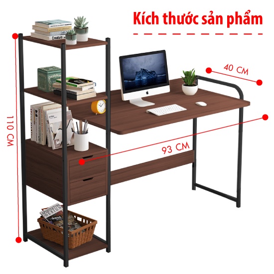 CHAIR Desk - Bàn học tập,làm việc đa năng khung sắt lớn  mẫu mới 2021 model B2004 Thái Lan - nâu vân gỗ (Hàng nhập khẩu)