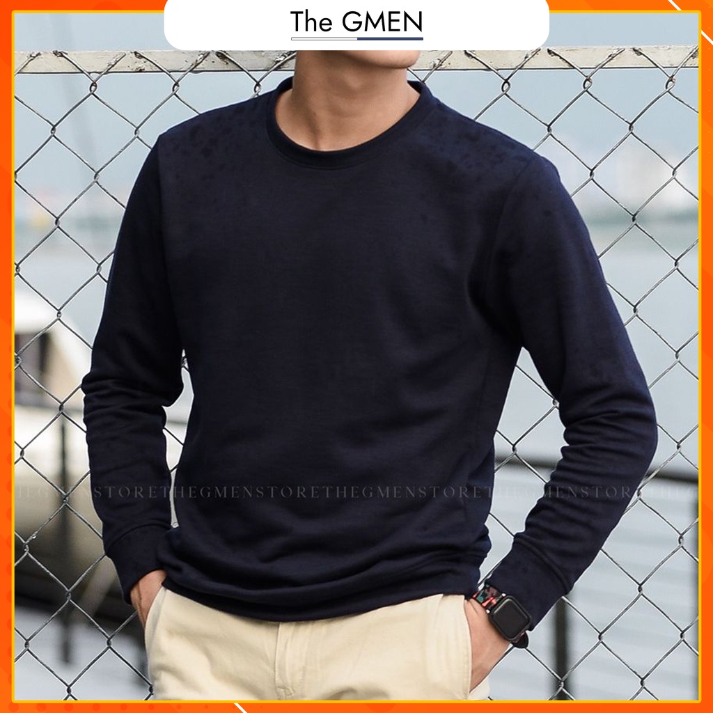 Áo sweater nam The GMEN họa tiết trơn, chất liệu nỉ dày dặn, ấm áp và mềm mại