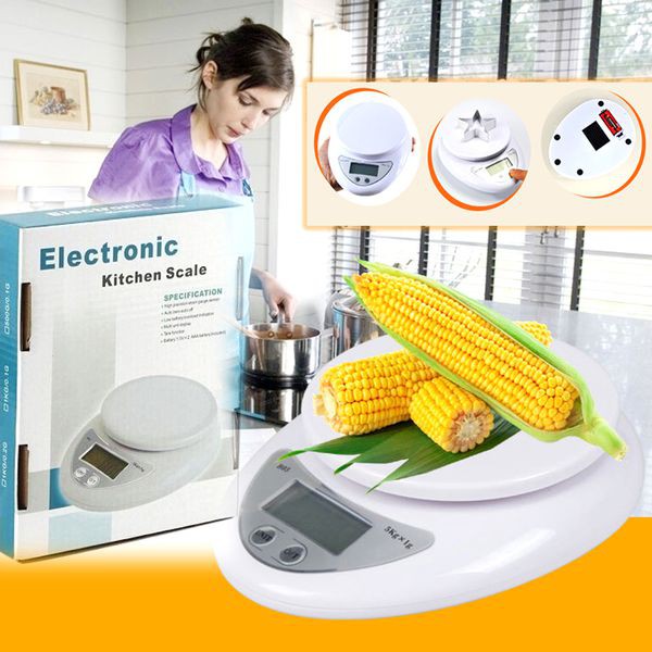 Cân Điện Tử Nhà Bếp ☘ Yêu Bếp ☘ Cân Chia Thực Phẩm Đa Năng 5kg  Tặng Kèm 2 Pin AAA