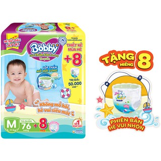 Tã quần Bobby Size Size M 76 (6 - 10kg) Size L 68 ( 9- 13kg) Size XL 62 ( 12-17kg ) Size XXL 56 ( 15-25kg )